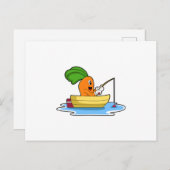 Carte Postale Carotte dans un bateau à la pêche avec une canne à (Devant / Derrière)