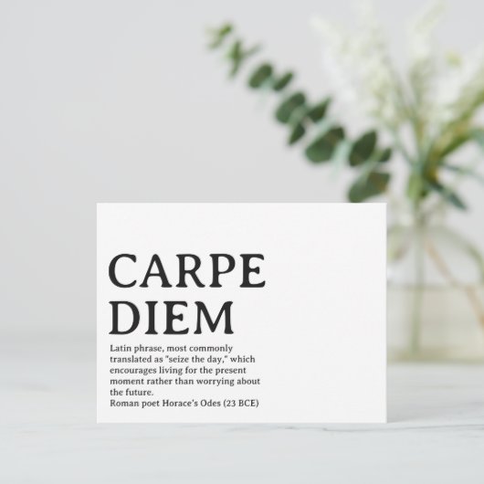 Carte Postale Carpe Diem latin quote (Debout devant)