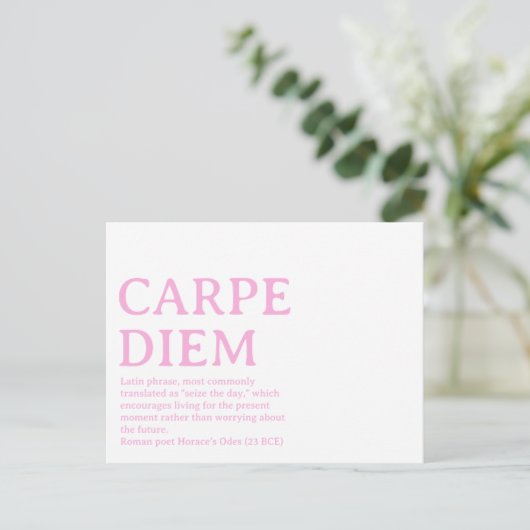 Carte Postale Carpe Diem latin quote (Debout devant)