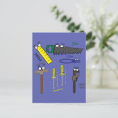 Carte Postale Carpenter Tools Whimsical Cartoon Art (Debout devant)