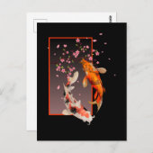 Carte Postale Carpes koï japonaises et fleurs (Devant / Derrière)