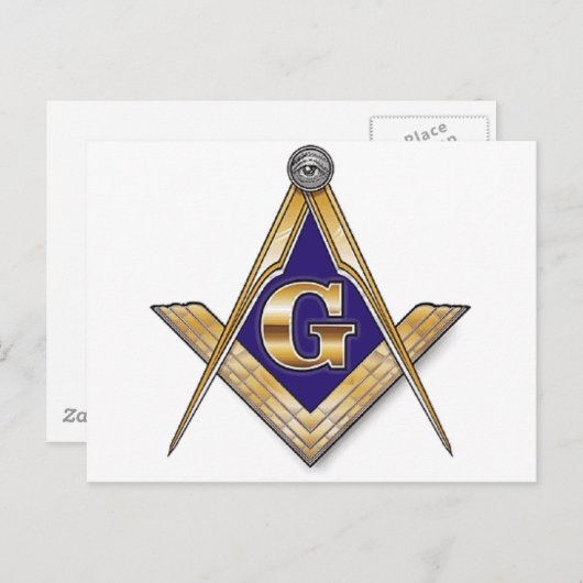 Carte Postale Carré et Compas Bleus Discrets (Devant / Derrière)