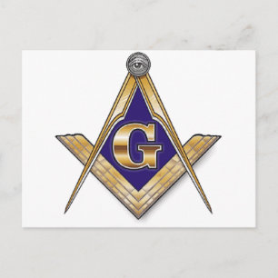 Carte Postale Carré et Compas Bleus Discrets