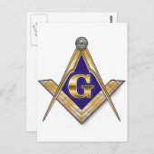 Carte Postale Carré et Compas Bleus Discrets (Devant / Derrière)