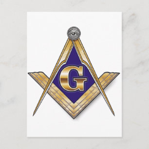 Carte Postale Carré et Compas Bleus Discrets