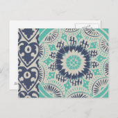 Carte Postale Carreau bleu Batik III (Devant / Derrière)