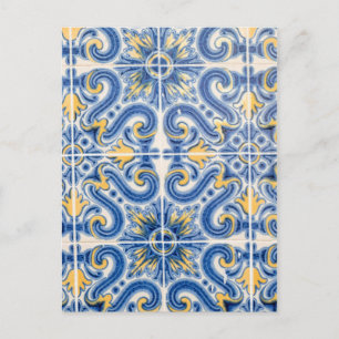 Carte Postale Carreau bleu et jaune, Portugal