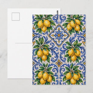 Carte Postale Carreau d'azulejo au citron méditerranéen