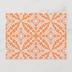 Carte Postale Carreaux marocains - corail orange et blanc
