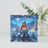 Carte postale carrée de livre de cadeau de Noël (Debout devant)
