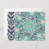 Carte Postale Carrelage Batik Bleu I (Devant / Derrière)