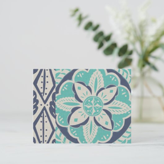 Carte Postale Carrelage bleu Batik IV (Debout devant)