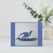 Carte Postale Carrelage Bleu Delft antique - Grouse dans l'Herbe (Debout devant)