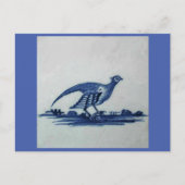 Carte Postale Carrelage Bleu Delft antique - Grouse dans l'Herbe (Devant)