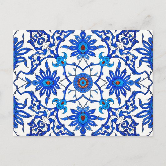 Carte Postale Carrelage chinois Art Nouveau - Cobalt Bleu & Blan (Devant)