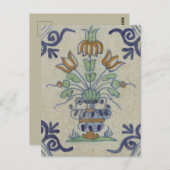 Carte Postale Carrelage Delft Antique Pot de Fleur Céramique (Devant / Derrière)