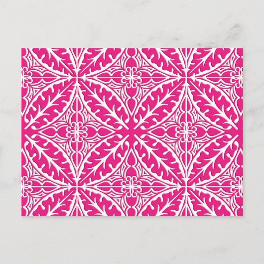 Carte Postale Carrelage marocain - rose fuchsia et blanc (Devant)