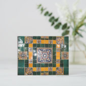 Carte Postale Carrelage mexicain vert Talavera (Debout devant)