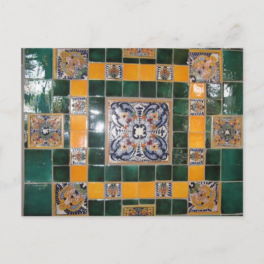 Carte Postale Carrelage mexicain vert Talavera (Devant)