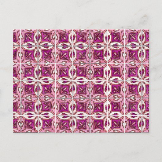 Carte Postale Carrelage rose Design 2 - Coeurs (Devant)