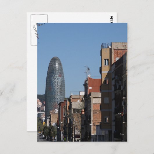 Carte Postale Carrer de Badajoz et Torre Agbar, Barcelone (Devant / Derrière)