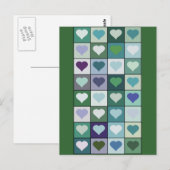 Carte Postale Carrés du coeur vert (Devant / Derrière)