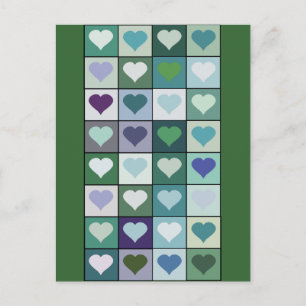 Carte Postale Carrés du coeur vert