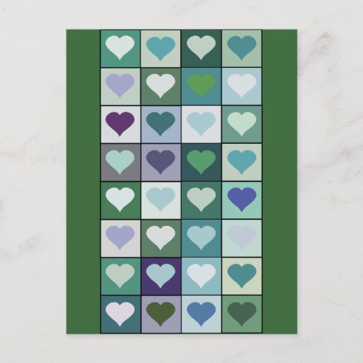 Carte Postale Carrés du coeur vert (Devant)