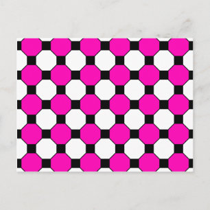 Carte Postale Carrés Hexagons Motif noir rose chaud