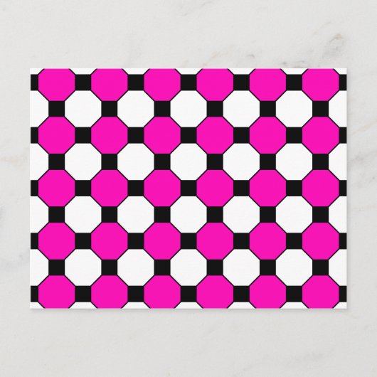 Carte Postale Carrés Hexagons Motif noir rose chaud (Devant)
