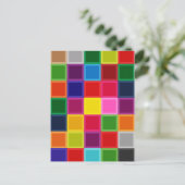 Carte Postale Carrés multicolores et rayures Girly (Debout devant)