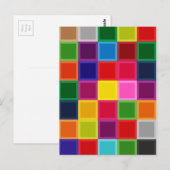 Carte Postale Carrés multicolores et rayures Girly (Devant / Derrière)