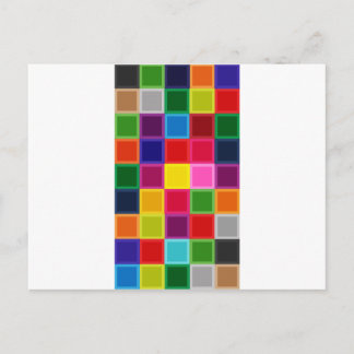 Carte Postale Carrés multicolores et rayures Girly
