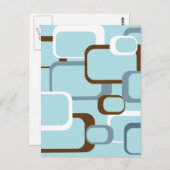 Carte Postale carrés rétro bleu clair (Devant / Derrière)