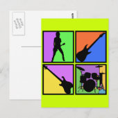 CARTE POSTALE CARRÉS RETRO ROCK (Devant / Derrière)