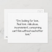 Carte Postale Carrie Bradshaw : "Je cherche l'amour" (Devant / Derrière)