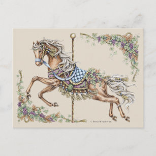 Carte postale Carrousel Cheval Automne
