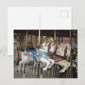 Carte Postale Carrousel coloré Chevaux Photo Art (Devant / Derrière)