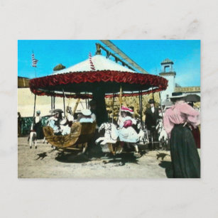 Carte Postale Carrousel de l'île Coney 1890s Diapositive de lant