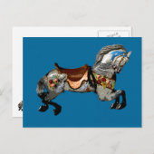 Carte Postale Carrousel Fleuri Cheval cadeaux & salutations (Devant / Derrière)