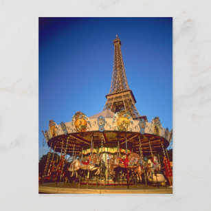 Carte Postale Carrousel, Tour Eiffel, Paris, France