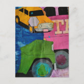 Carte Postale Cars and Trucks mixed media collage (Devant)