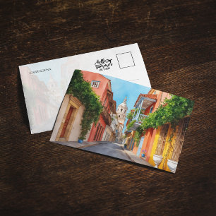 Carte postale Cartagena Colombia Watercolor
