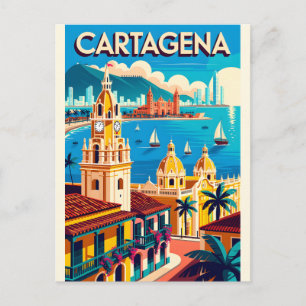 Carte Postale Cartagena Colombie Rétro Art Mural de Voyage Vinta