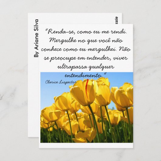 Carte Postale Cartão Postal - Tulipas - Clarice Lispector (Devant / Derrière)