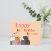 Carte postale Carte d'anniversaire avec chat migno (Debout devant)