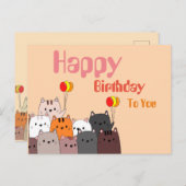 Carte postale Carte d'anniversaire avec chat migno (Devant / Derrière)