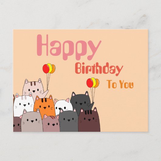 Carte postale Carte d'anniversaire avec chat migno (Devant)