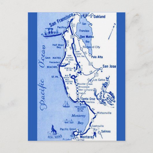 Carte Postale "Carte de Carmel à San Francisco (Devant)