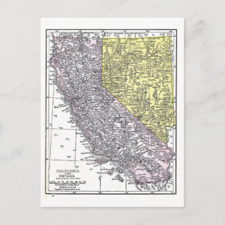 Carte postale : Carte de la Californie et du